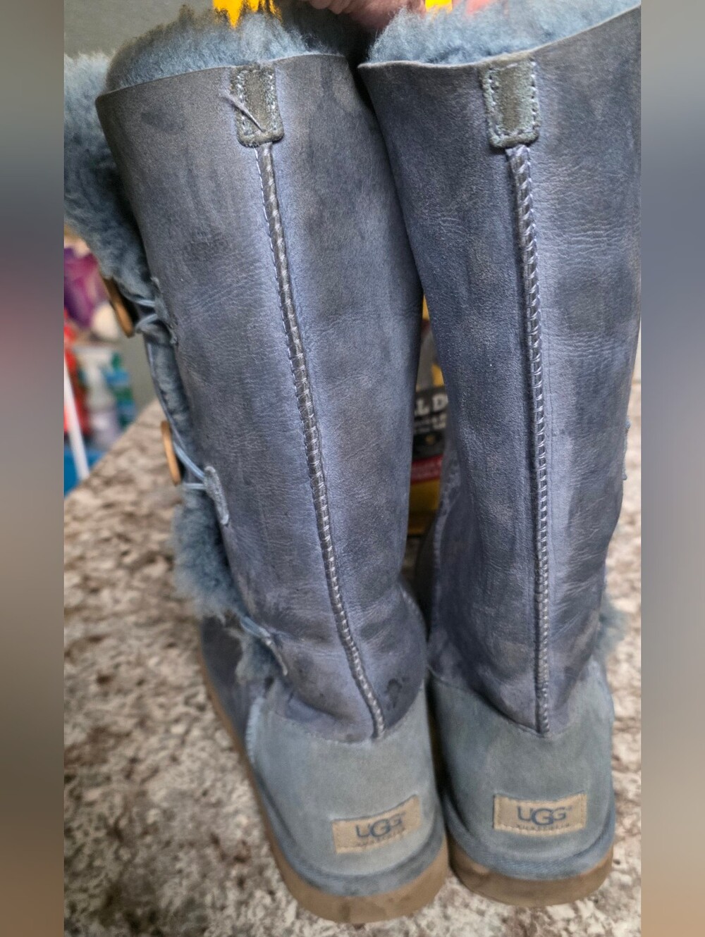 Women's UGG Tall Button Suede Boots in Slate Blue Sz 9 - Picture 2 of 6